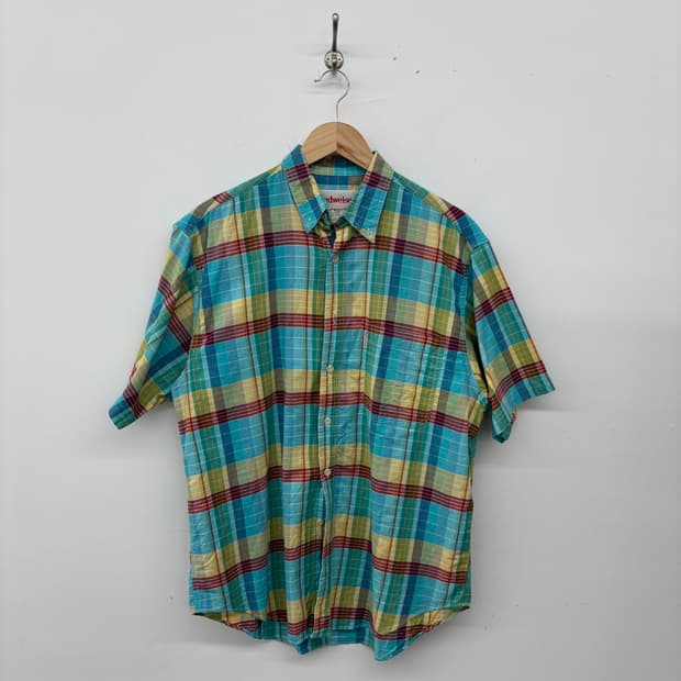 버드와이저 체크 반팔 셔츠 남성L