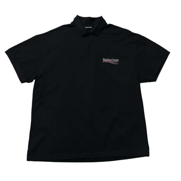 (매장판) 발렌시아가 웨이브로고 PK 카라 반팔 티셔츠 블랙