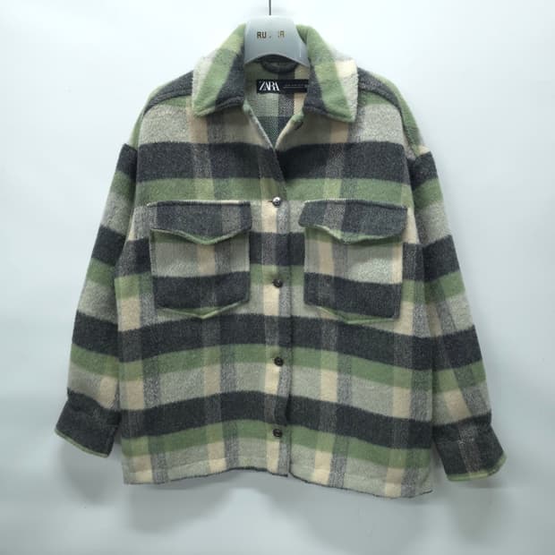자라 여성 오버사이즈 체크 셔츠 자켓