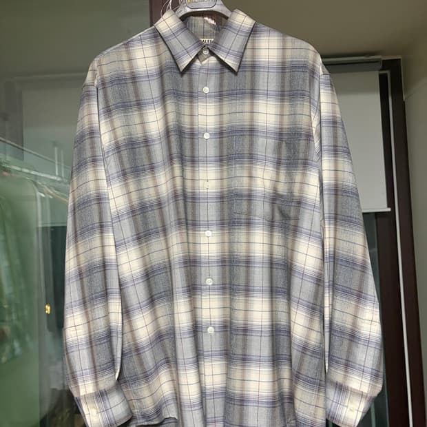 3) 23aw 오라리 퍼플그레이 체크셔츠