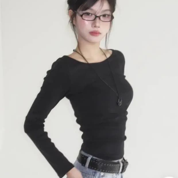 모디무드 MOMU BASIC 긴팔 티셔츠 보트넥 블랙 2