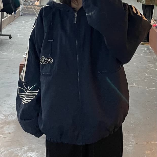 아디다스 90s 올드스쿨 나일론 트랙 네이비 바람막이 자켓 H1539