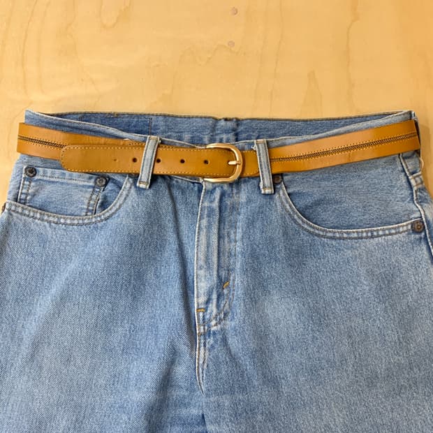 VTG beads leather belt 비즈 레더 벨트