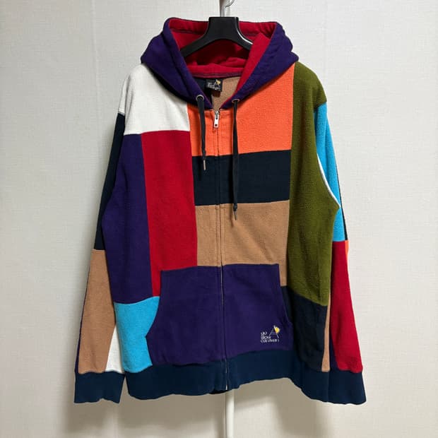 고슬로우카라반 크레이지 패치워크 플리스 후드집업 / L