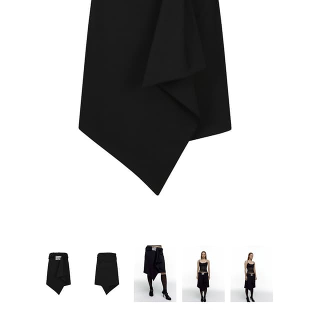 카시코 블랙 드레이프 랩 스커트