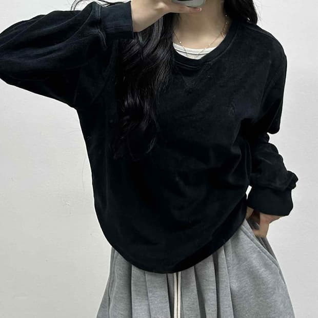 *신형 폴로 랄프로렌 큐알택 블랙 플리스 스웨트셔츠 맨투맨(L)