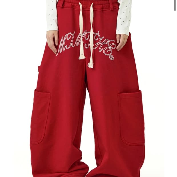 밈더워드로브 볼로 프린팅 와이드 팬츠 레드