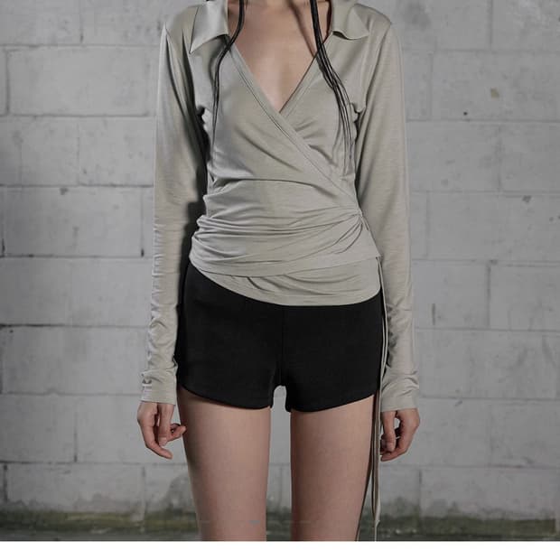 보헤미안서울 랩 가디건 셔츠 가디건 베이지