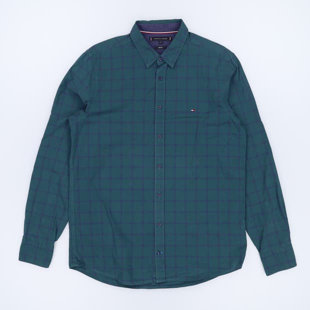 [M] 타미힐피거 슬림핏 타탄체크 가먼트다이 셔츠 남방 3948