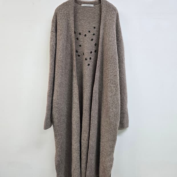 보브 루즈핏 울 롱 니트가디건