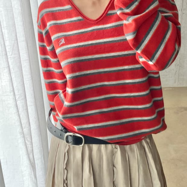 Burberry 버버리 로고 스트라이프 스웨터 레드 3