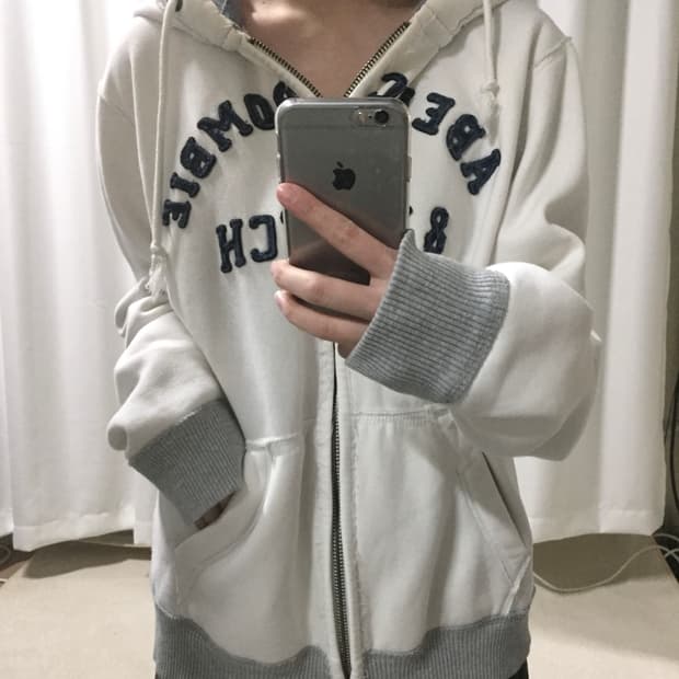 아베크롬비 화이트 그레이 후드집업