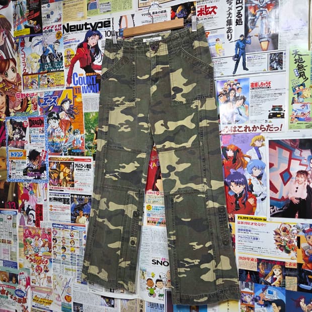 빈티지 카모 밀리터리 부츠컷 팬츠