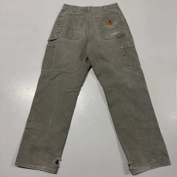 (32) 칼하트 B11 체크 라이닝 모스그린 카펜터 워크팬츠