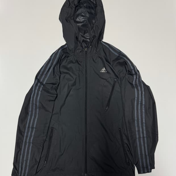 아디다스 올드스쿨 밑단 스트링 삼선 후드 바람막이 M