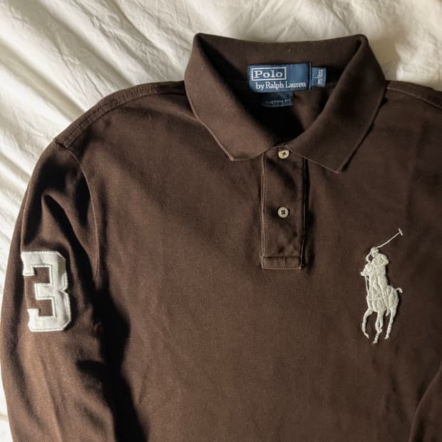 폴로 빅포니 카라 롱슬리브 브라운