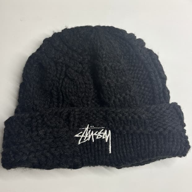 스투시 니트 패치워크 비니 블랙