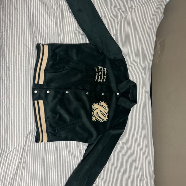 자라 맨 새틴 바시티 자켓 (다크그린) ZARA MAN 사틴 레터맨 자켓