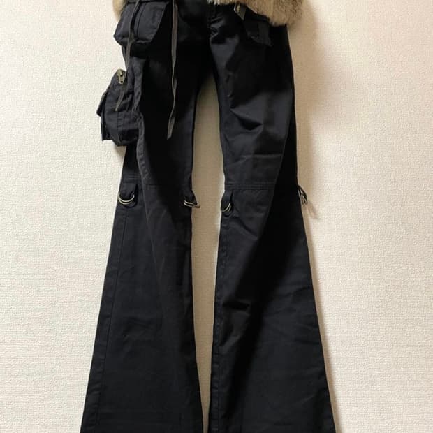 rabbit fur gimmick cargo pants