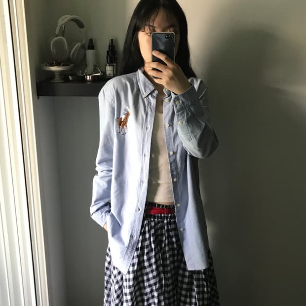 폴로 랄프로렌 빅 포니 로고 스카이블루 셔츠
