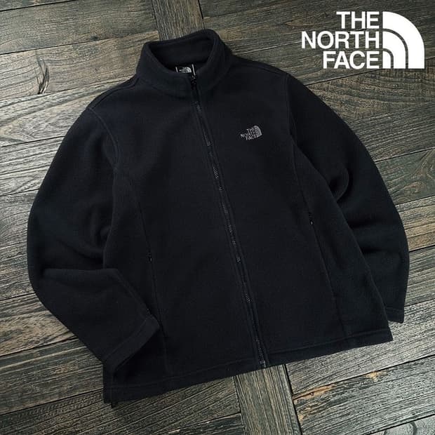 [노스페이스] 로고 자수 플리스 후리스 집업 자켓 블랙 M19600