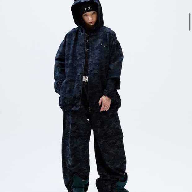 크리틱 카모 데님 워싱 셋업