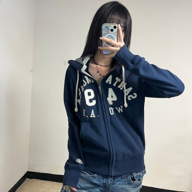 Who.A.U Navy Zip Hoodie