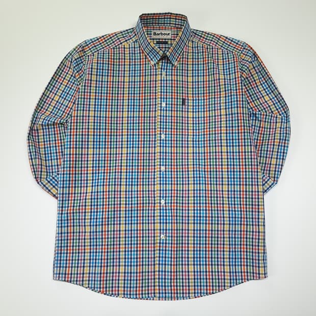 CL371 L 바버 코튼 멀티컬러깅엄체크 버튼다운 셔츠남방