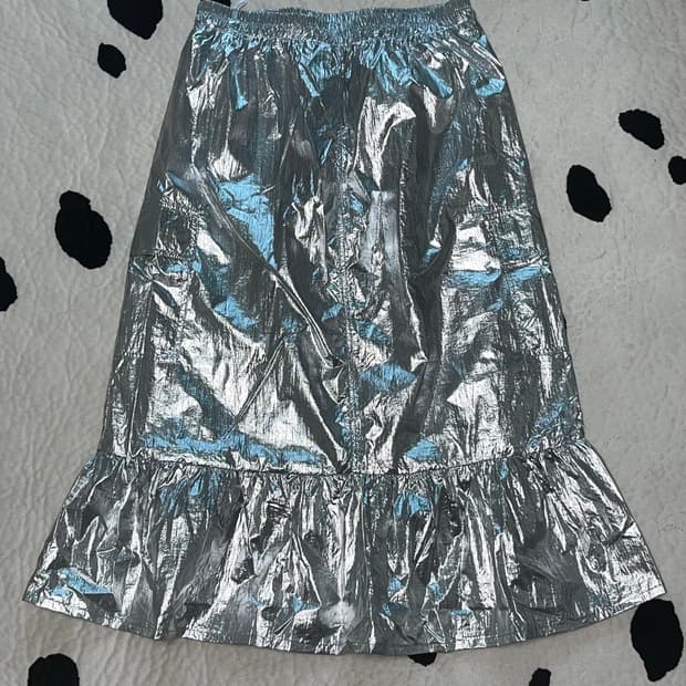 metallic silver skirt
