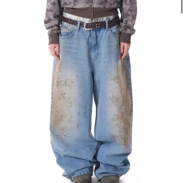 아캄 Dirty Washed Denim Pants (Blue)