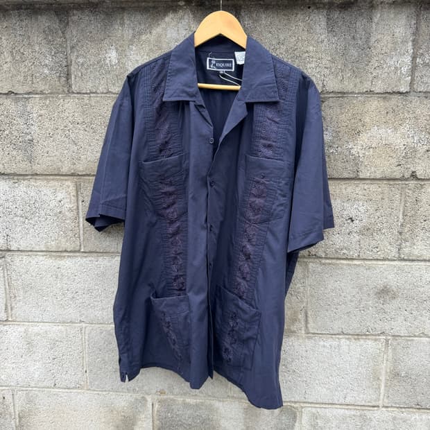 90s esquire 빈티지 쿠바 구아야베라 셔츠 네이비 2xl