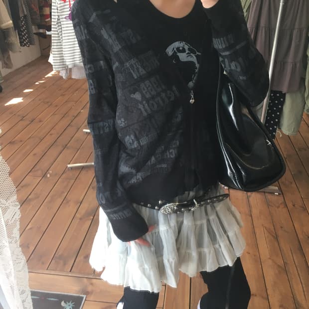 히스테릭글래머 히스걸 블랙 하트 글리터 집업