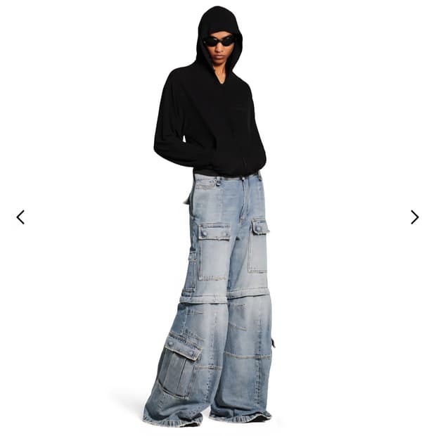 발렌시아가 플레어 카고 데님 팬츠 블루