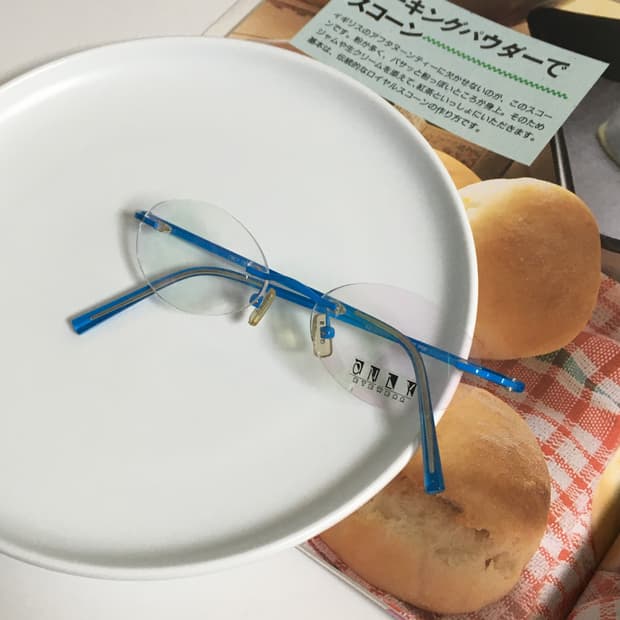 [1color] 데드스탁 빈티지 블루 림리스 무테 안경