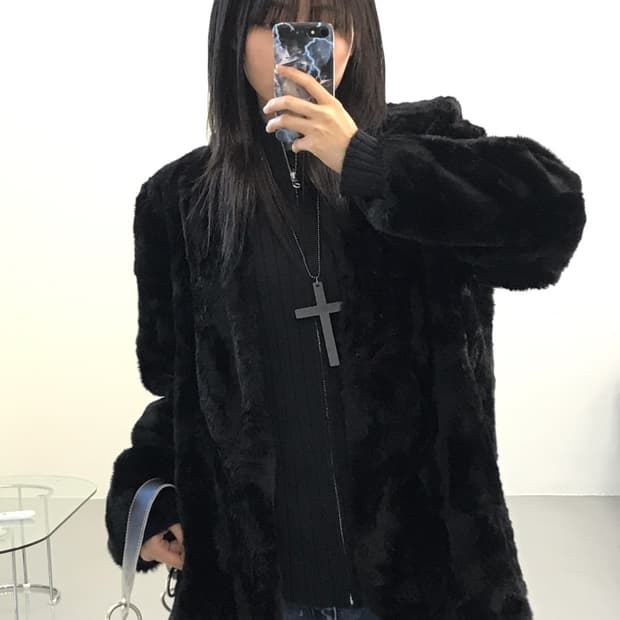 Jpn Black Eco Fur Jacket