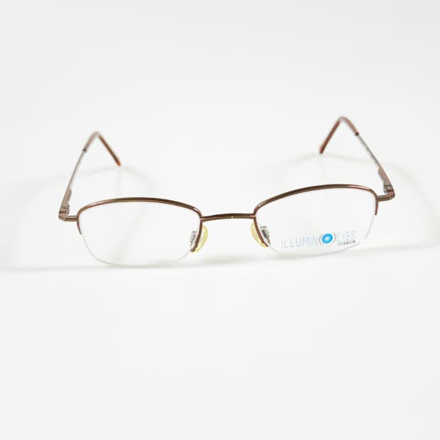 90s ILLUMINO EYES 브라운 티타늄 반무테 빈티지 안경