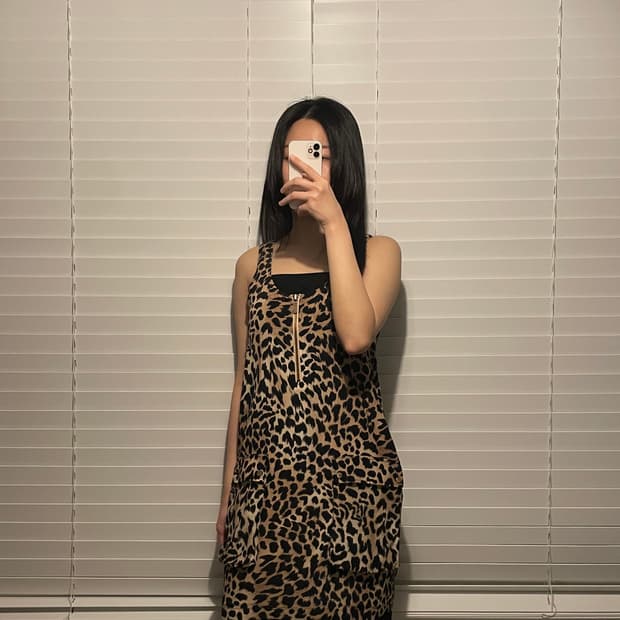 마이클코어스 레오파드 슬리브리스 원피스