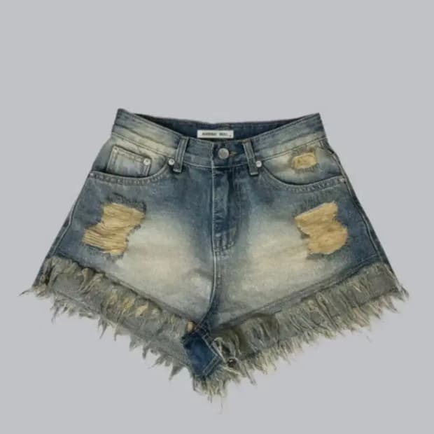 보헤므안서울 22데미지 워싱 쇼츠 블루s