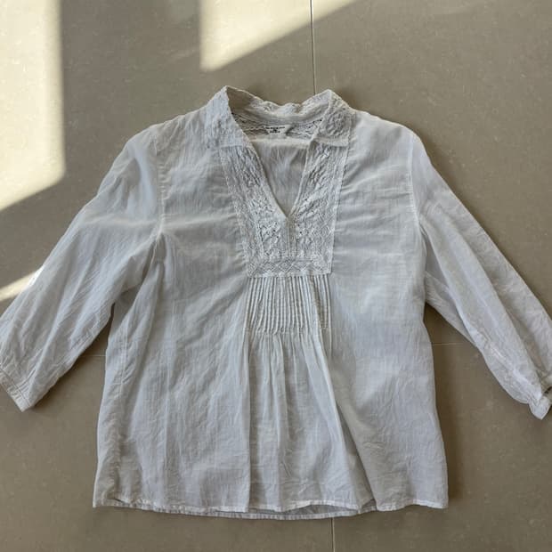 Vintage 빈티지 화이트 크로셰 셔츠