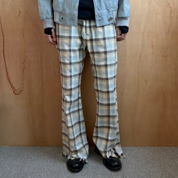 파세타즘 체크 프린지 팬츠