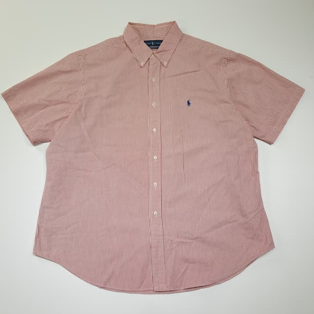 CK008 2XL 폴로 00s 시어서커 레드 스트라이프 반팔 셔츠 남방