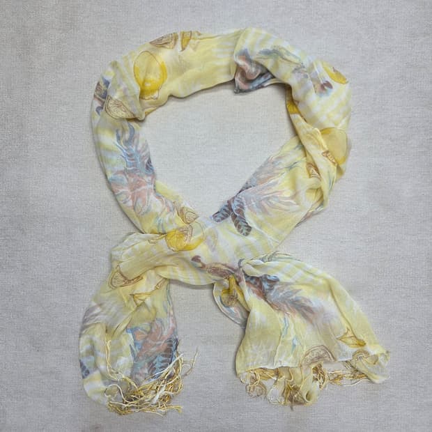 일본 빈티지 하구미 모리걸 트로피컬 레몬 롱 스카프