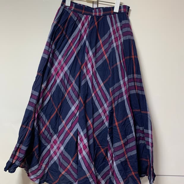모리걸 일본빈티지 레이어드 체크 롱스커트