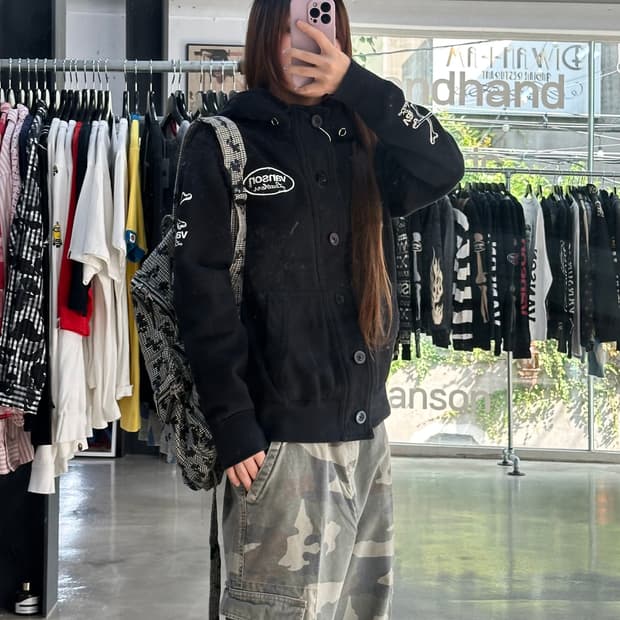 벤슨 스컬 하이넥 후드자켓