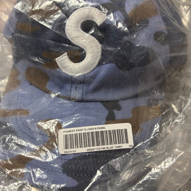 슈프림 S 로고 6-패널 블루 카모 - 25SS
