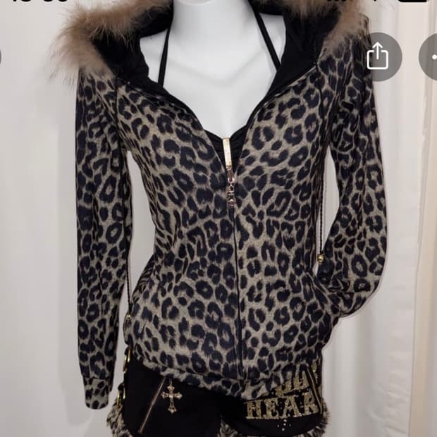 CECIL MCBEE VINTAGE OUTER 레오파드 퍼 후드집업