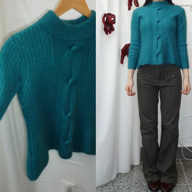 aqua teal knit