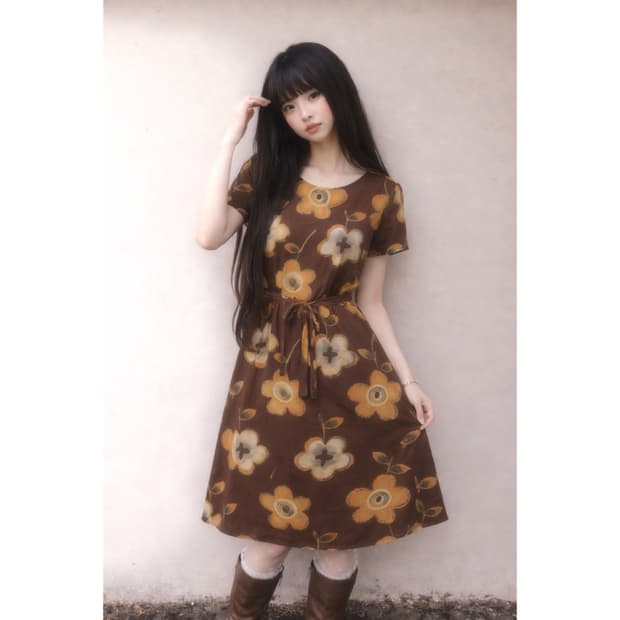 Brown Flower Dress