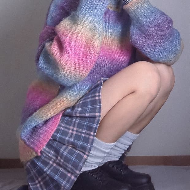 일본 빈티지 레인보우 그라데이션 니트 / y2k/ 상태 최상