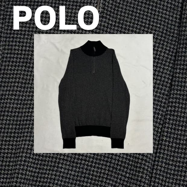 폴로랄프로렌 체크 반집업 니트